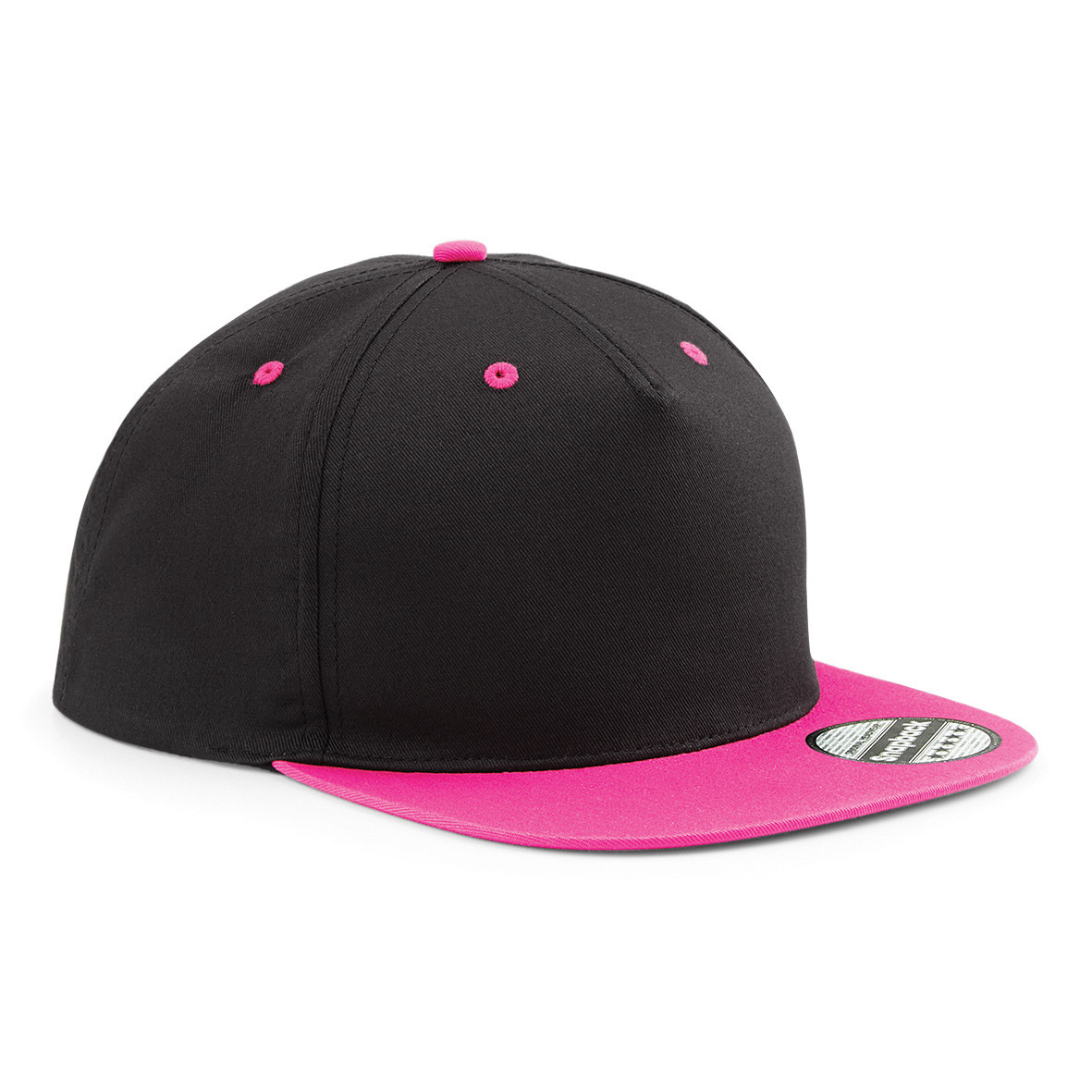 Cappellino nero con dettagli e visiera fuxia
