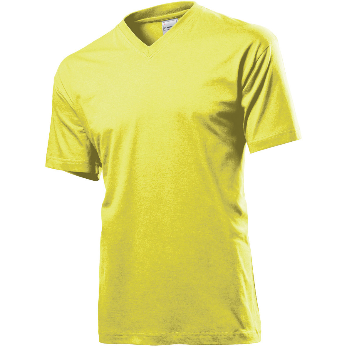 Tshirt da uomo manica corta gialla con scollo a V 100% cotone