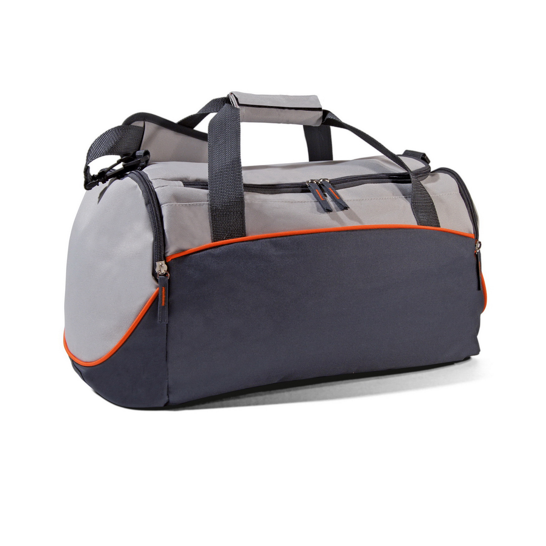 Borsa sportiva grigia e rossa con comparto principale con tasca portascarpe