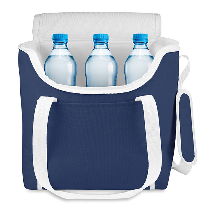 Borsa frigo in poliestere blu con tasca interna