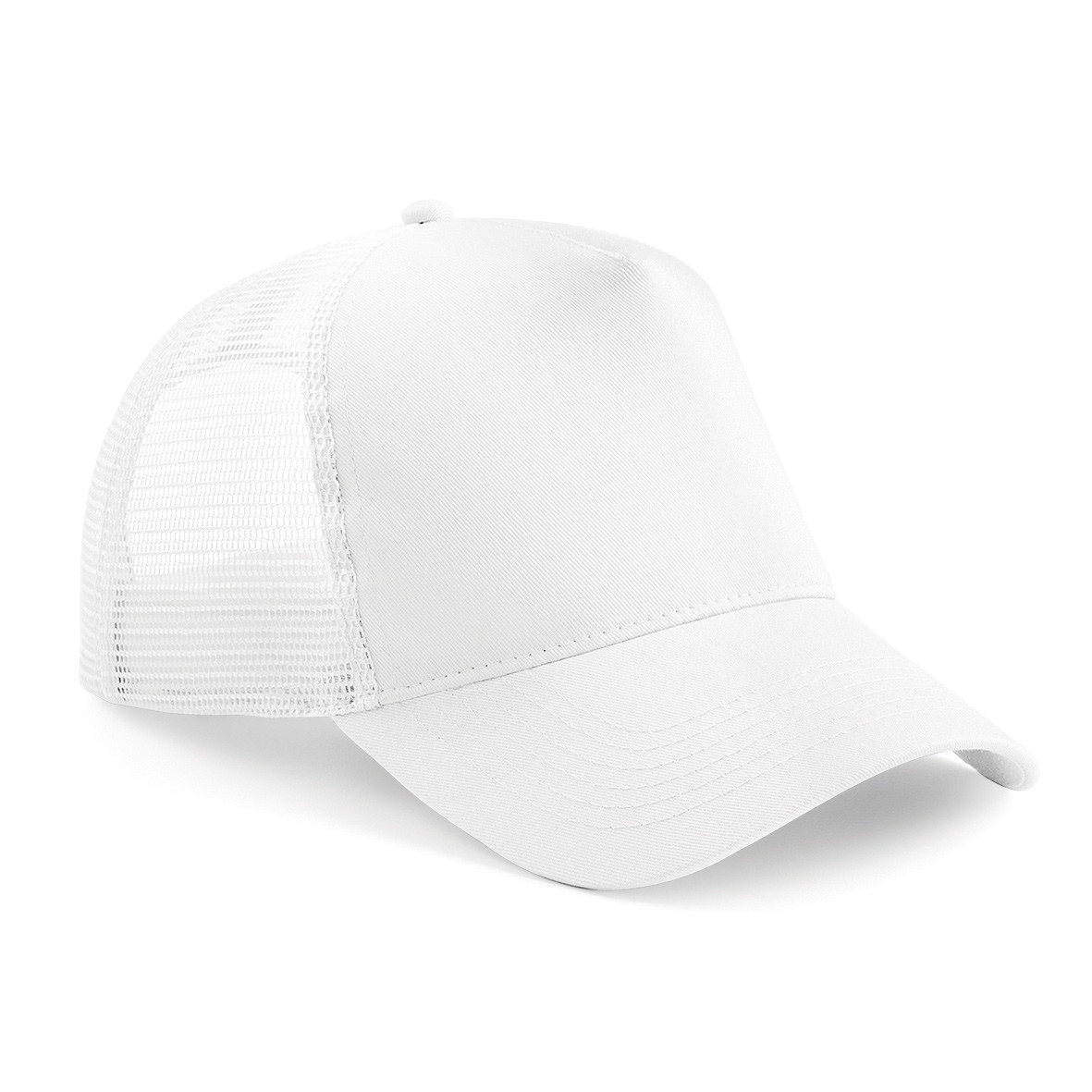 Cappellino in poliestere e cotone a 5 pannelli con visiera precurvata di colore bianco
