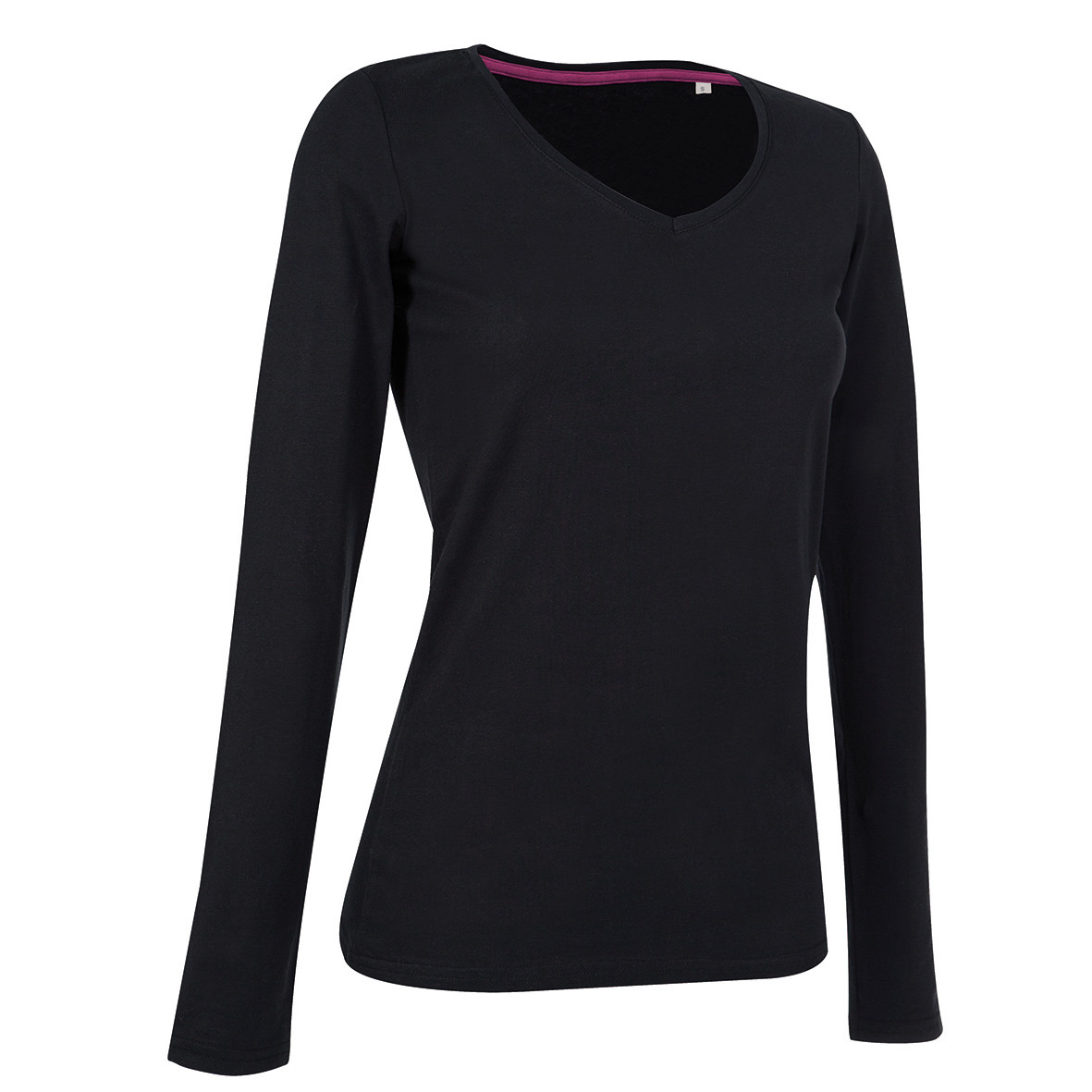 Maglia donna nera maniche lunghe con scollo a V