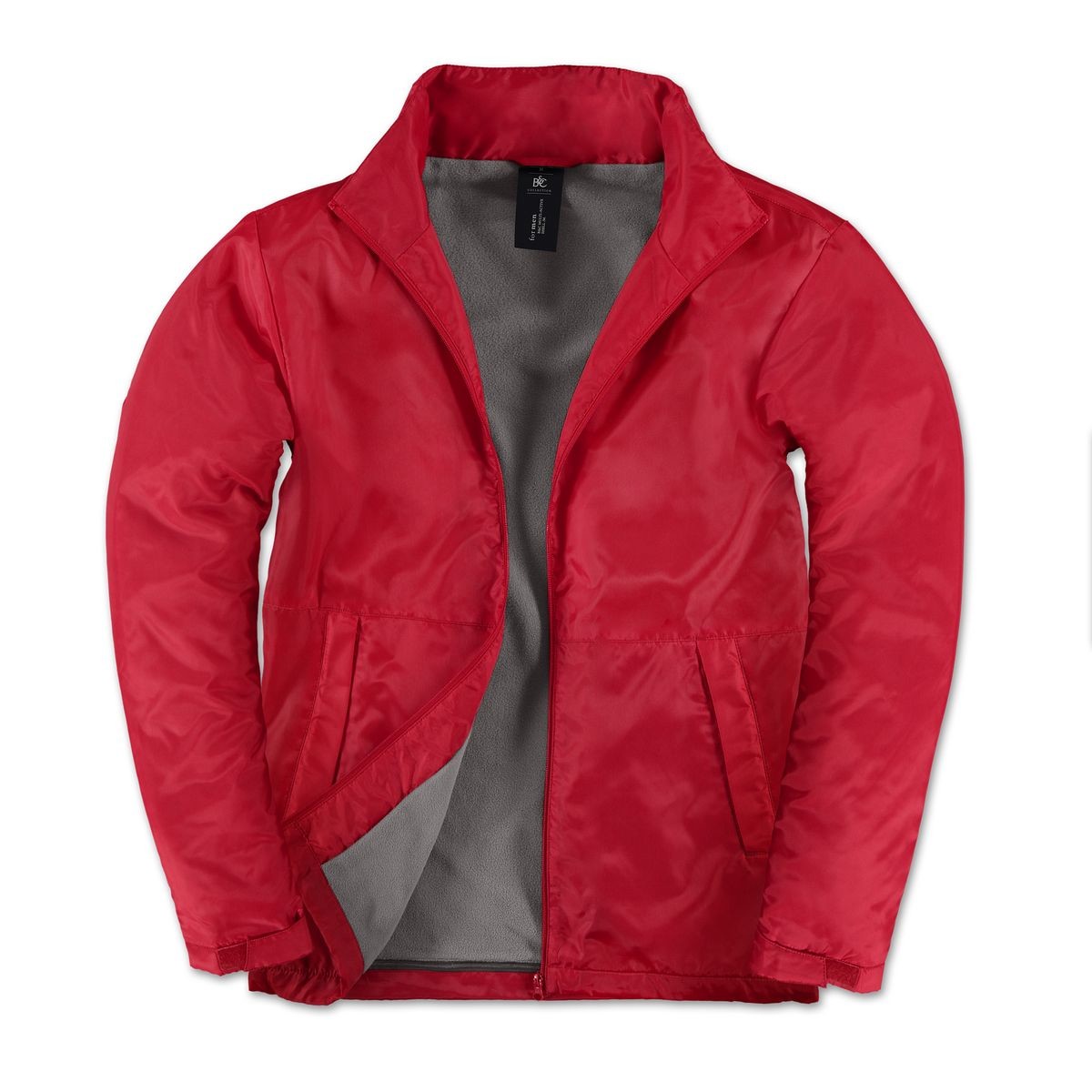 Giacca rossa traspirante, impermeabile e antivento con cappuccio nascosto 100% poliestere