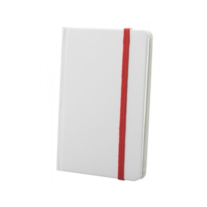 Blocnotes in cartone bianco con elastico rosso