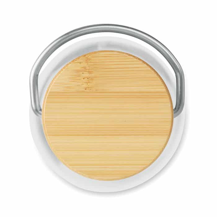 Borraccia in tritan con tappo in acciaio inox e dettagli in bamboo