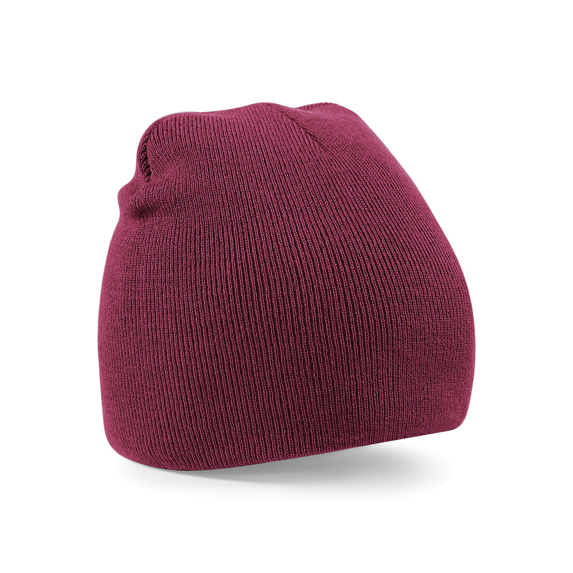Cappellino senza risvolto in acrilico di colore amaranto