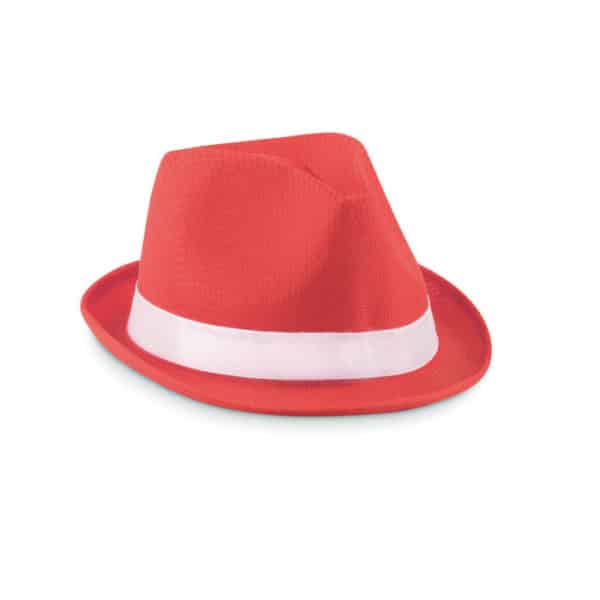 Cappello in poliestere rosso con fascia bianca