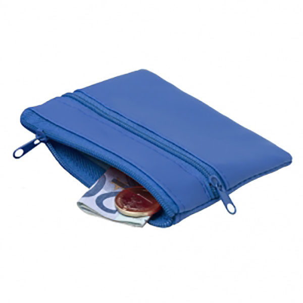 Portamonete blu con chiusura zip