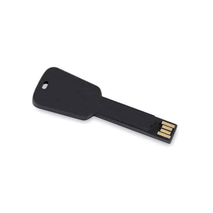 Chiavetta usb nera in alluminio a forma di chiave