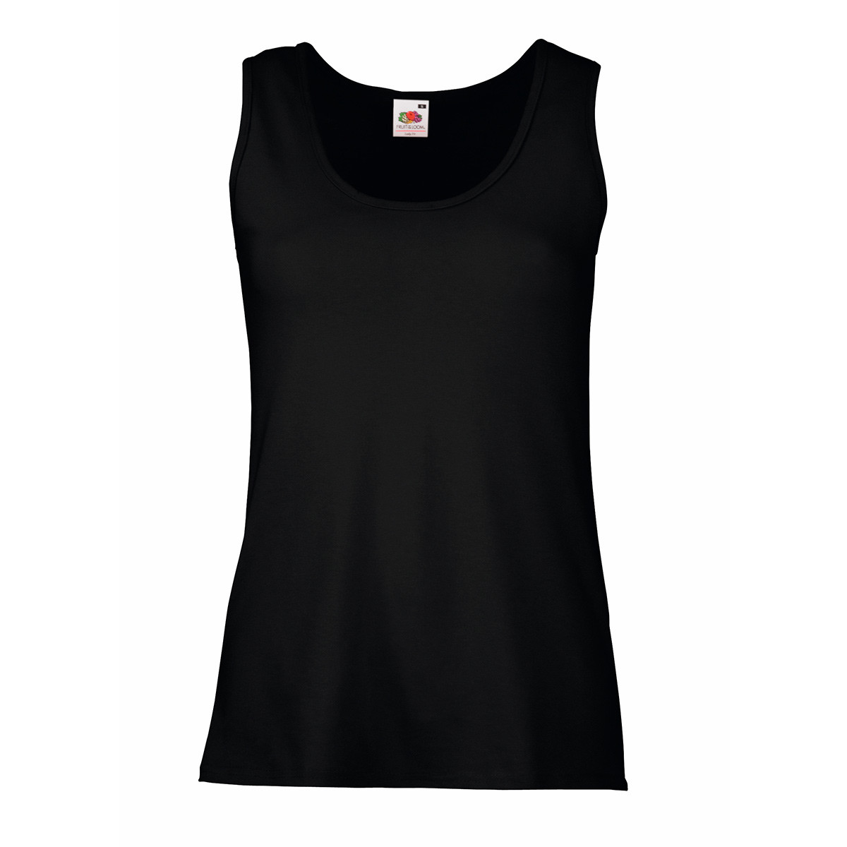 Canotta nera in cotone con girocollo e giromanica