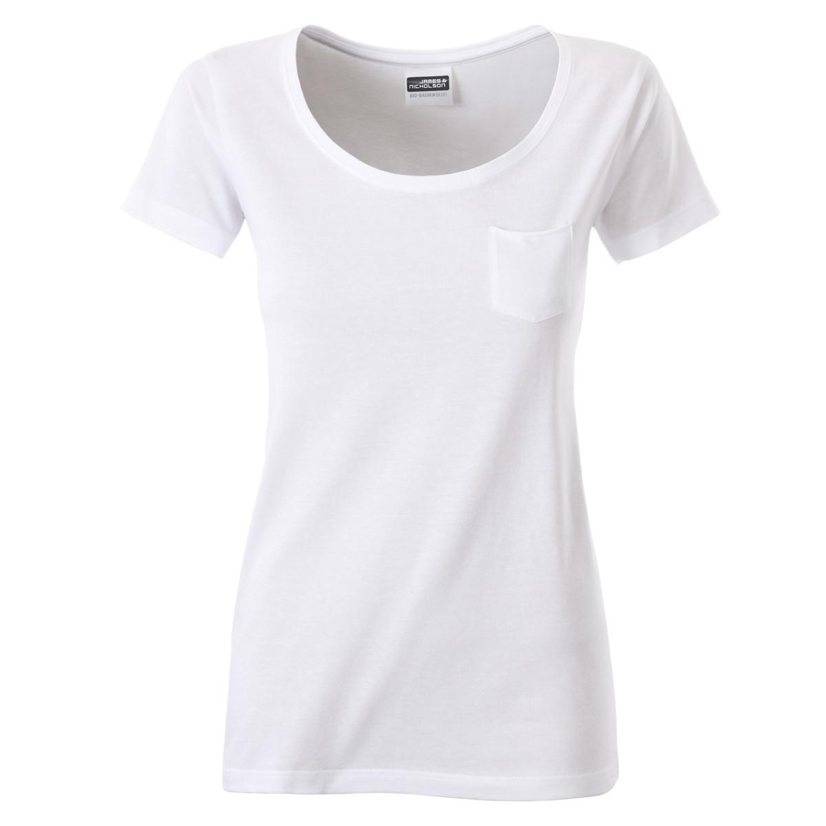 Tshirt donna manica corta bianca con taschino laterale