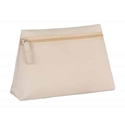 Trousse beige in poliestere con chiusura zip