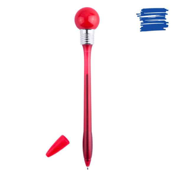 Penna in plastica rossa con palla che si illumina