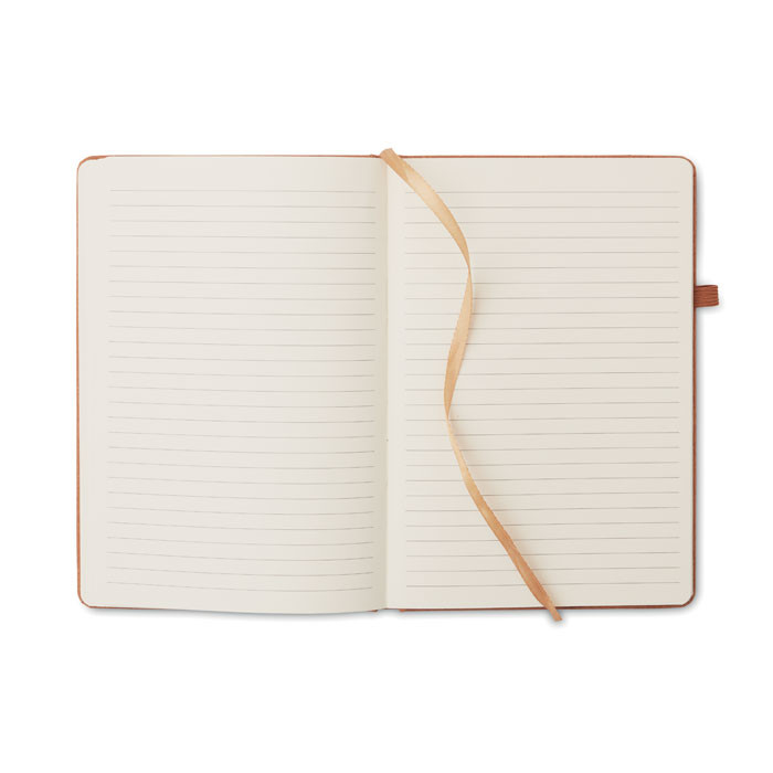 Bloc notes arancione con copertina in pu e chiusura a elastico