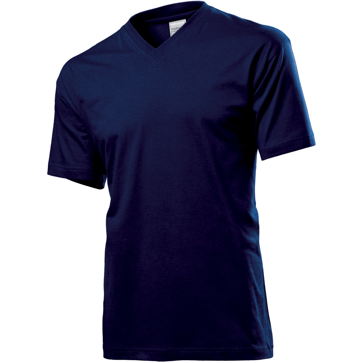 Tshirt da uomo manica corta blu scura con scollo a V 100% cotone