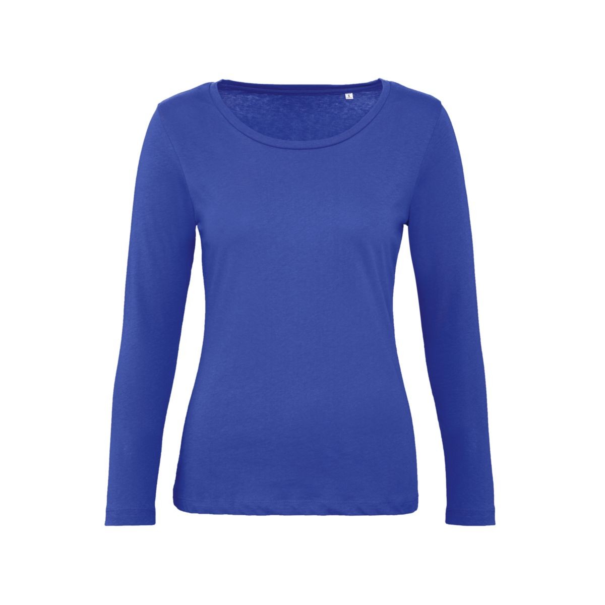 Maglia blu manica lunga con girocollo 100% cotone