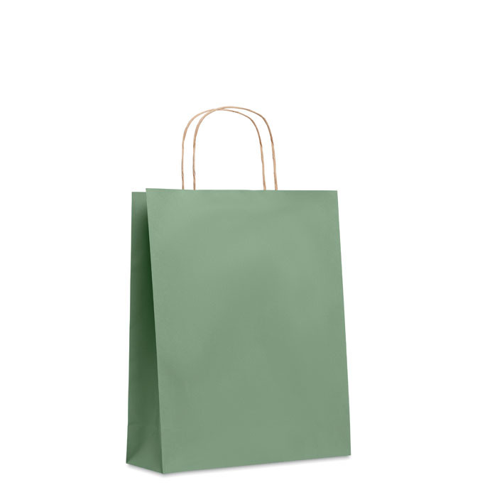 Shopper in carta verde con manici ritorti
