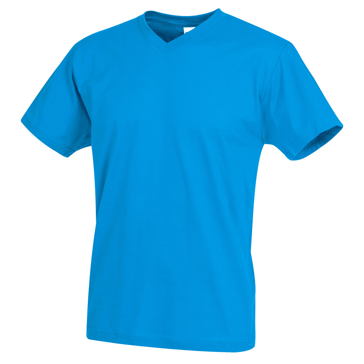 Tshirt da uomo manica corta azzurra con scollo a V 100% cotone