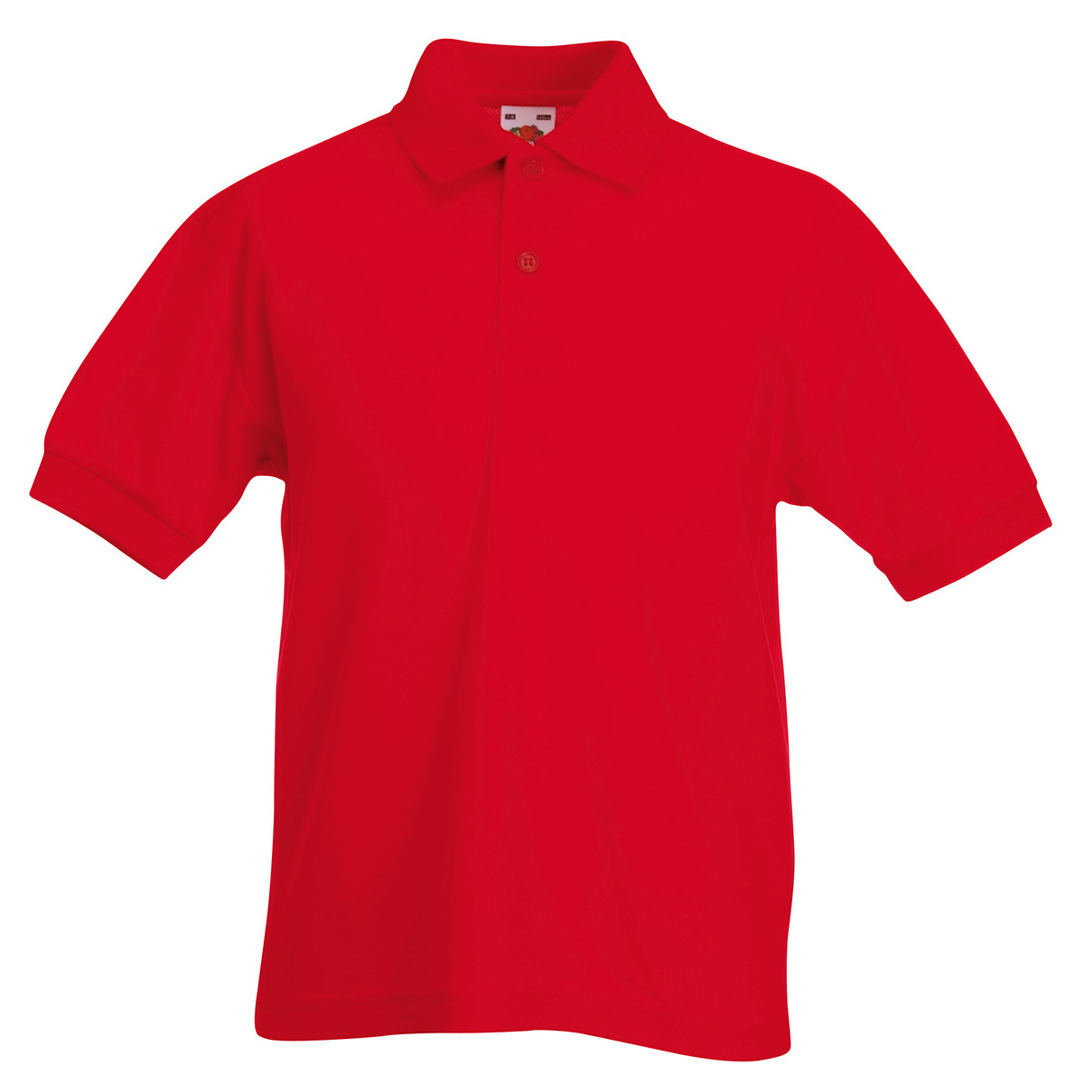 Polo bambino in cotone manica corta con 2 bottoni, di colore rosso porpora