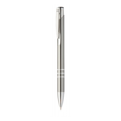 Penna a sfera in alluminio grigio con punta e clip cromati
