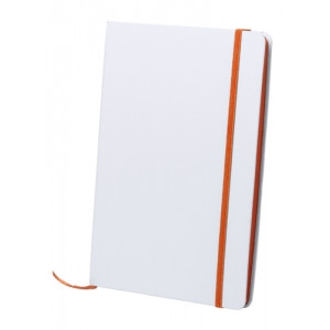 Blocnotes in cartone bianco con elastico arancione