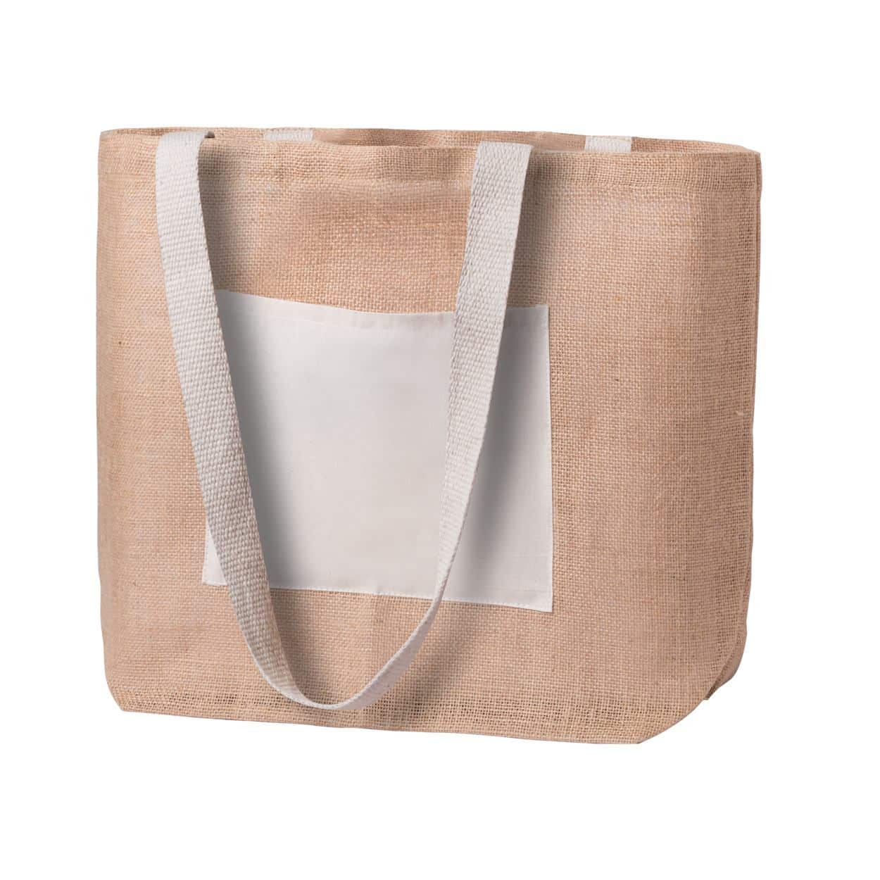 Borsa mare in juta con tasca frontale e manici abbinati