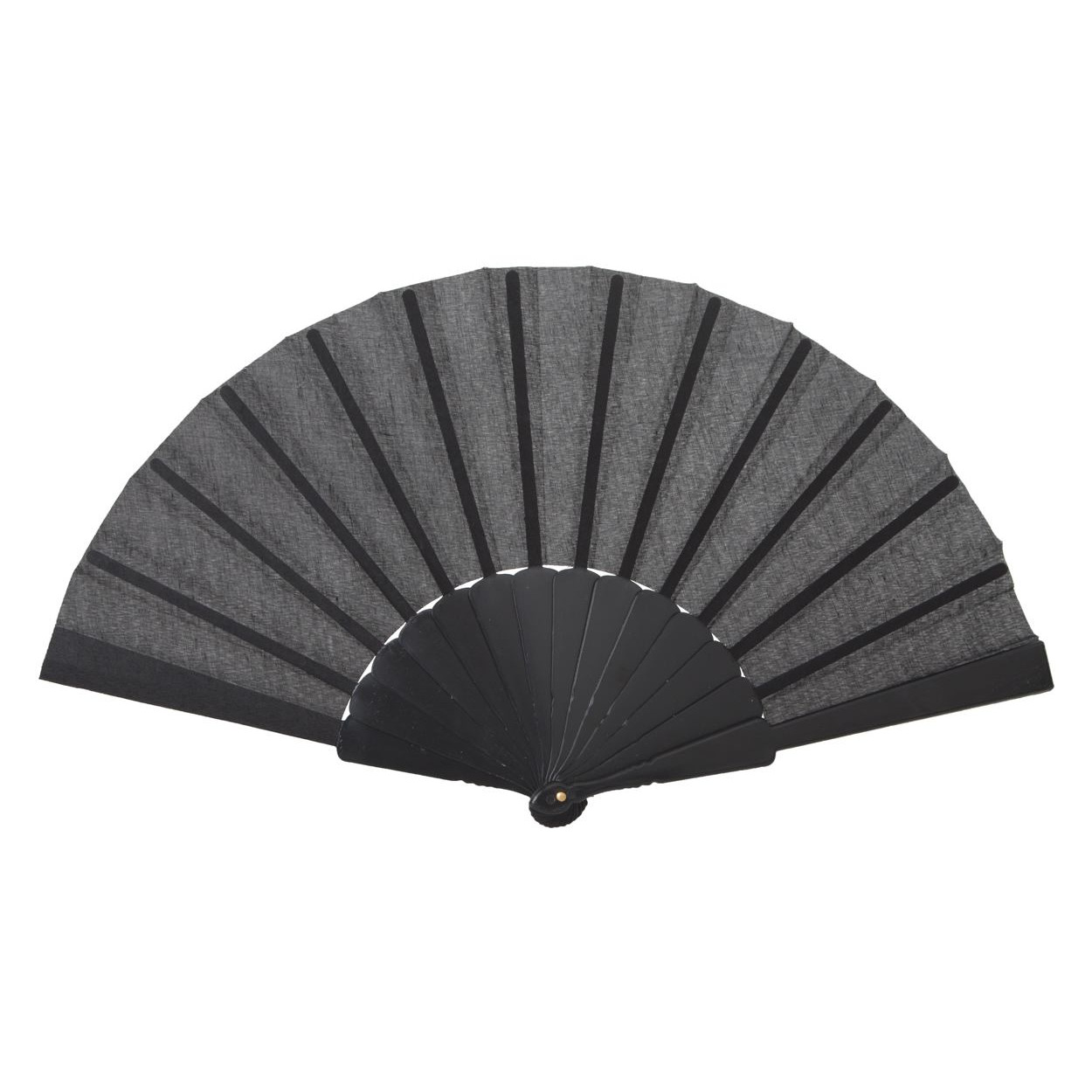 Ventaglio in tessuto nero con bastoncino di plastica