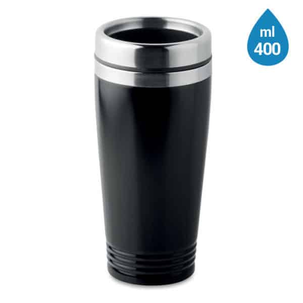 Tazza termica nera in acciaio inox