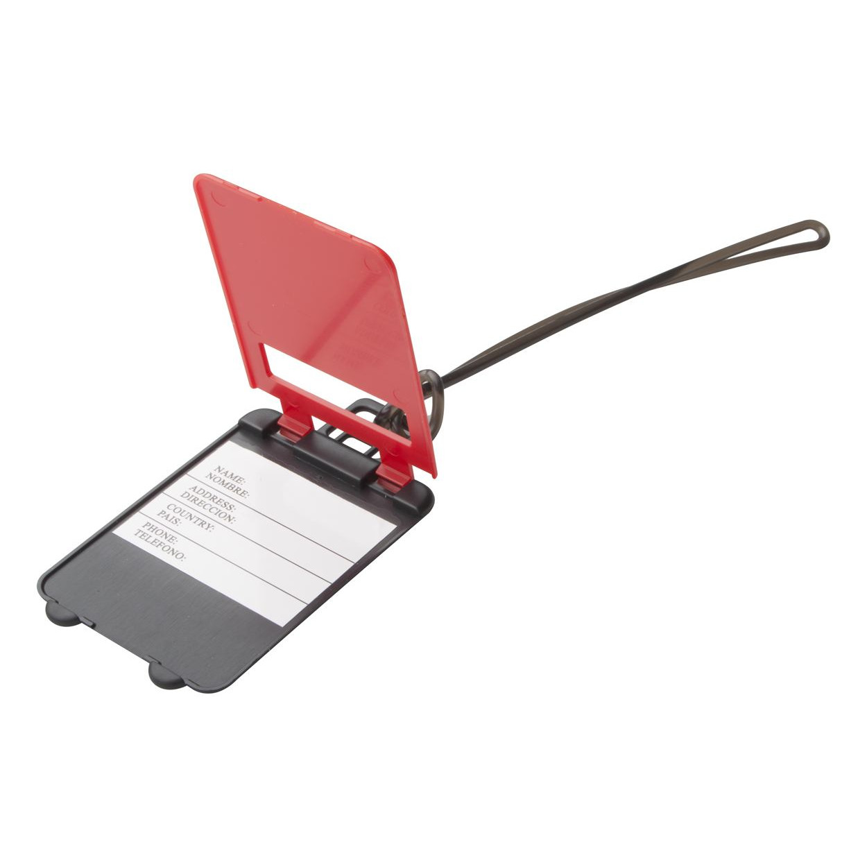 Etichetta per bagaglio in plastica rossa a forma di valigia