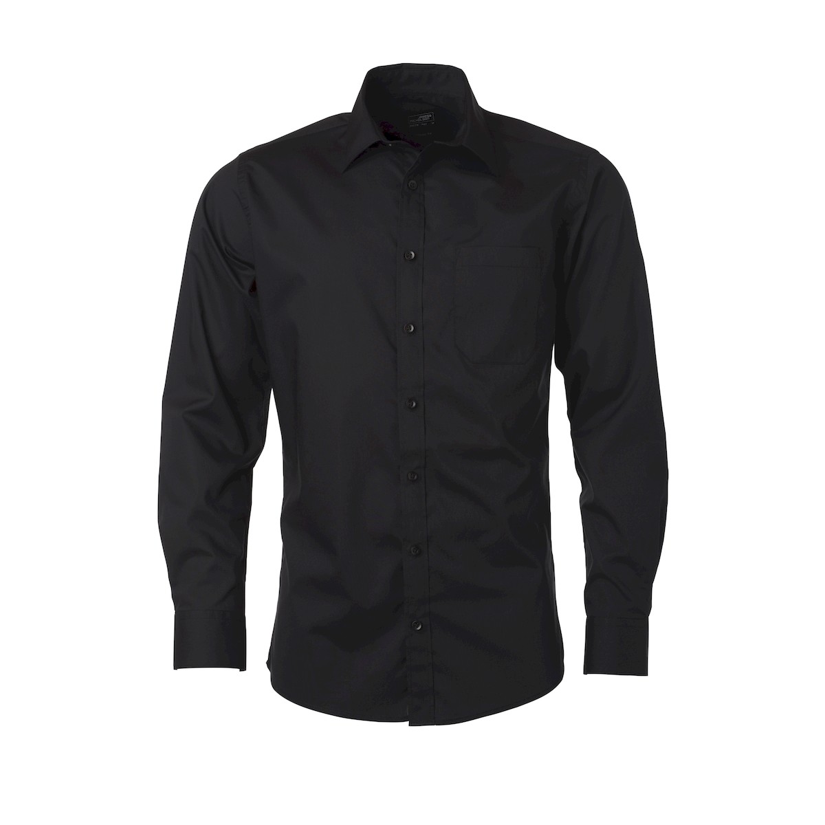 Camicia da uomo manica lunga nera con bottoni in tinta