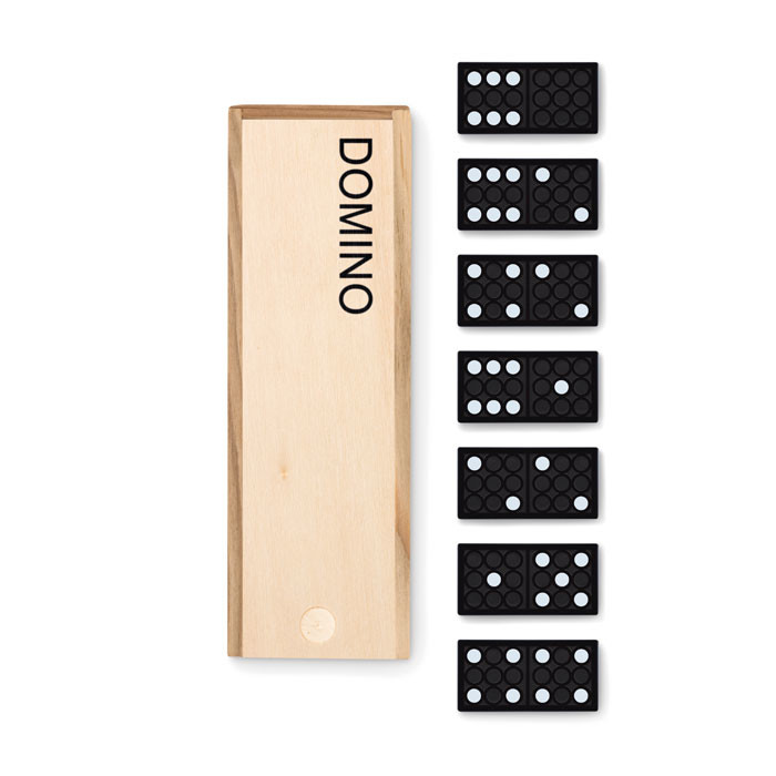 Gioco domino in scatola di legno