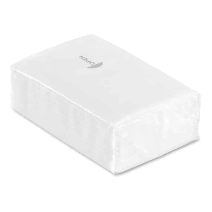 Fazzoletti con contenitore bianco con logo
