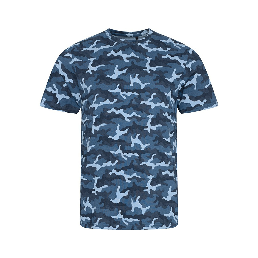 Maglietta girocollo camouflage blu