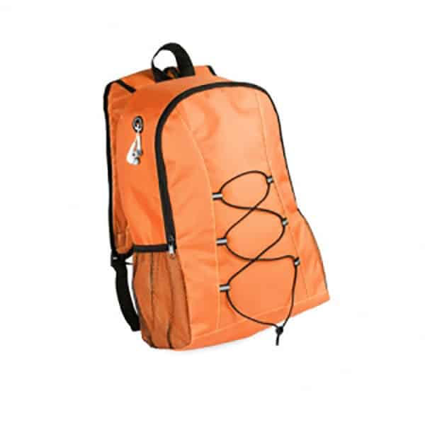 Zaino in poliestere arancione con tasche a rete laterali