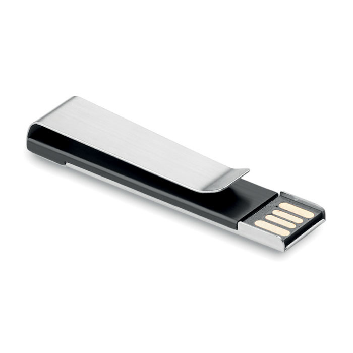 Chiavetta usb nera in alluminio con clip