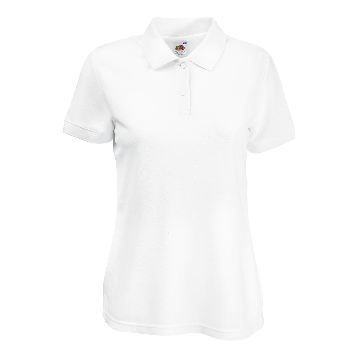 Polo donna a manica corta colore bianco con bottoni