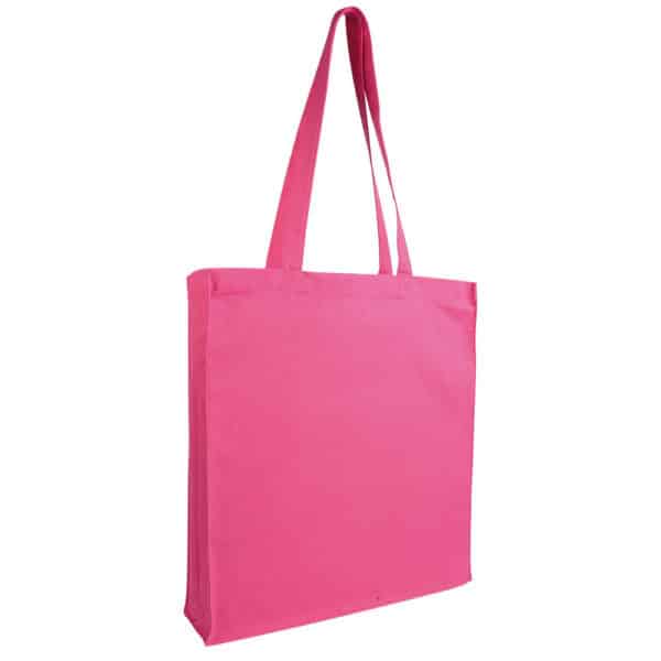 Shopper in cotone rosa con manici lunghi e soffietto