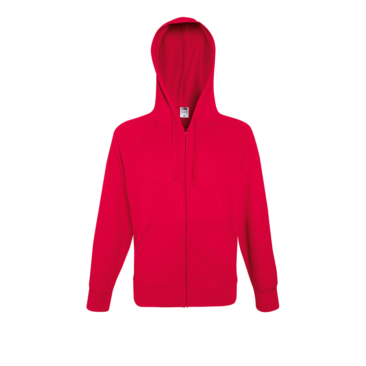 Felpa da uomo rossa in cotone con cappuccio e zip