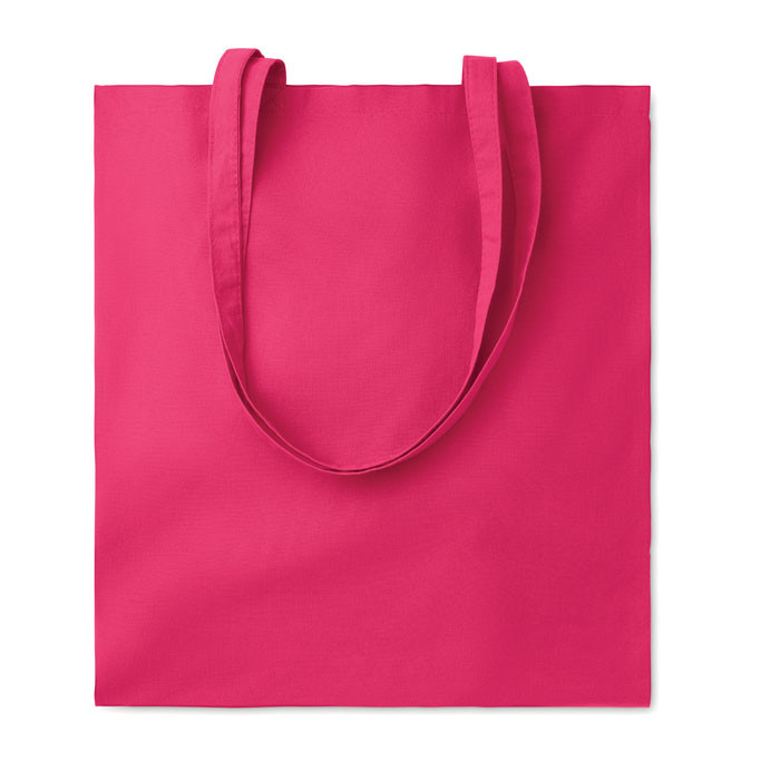 Shopper in cotone rosa con manici lunghi