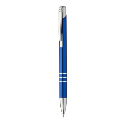 Penna a sfera in alluminio blu con punta e clip cromati