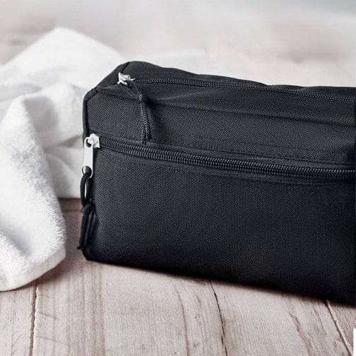 Trousse nera in rpet con doppia zip