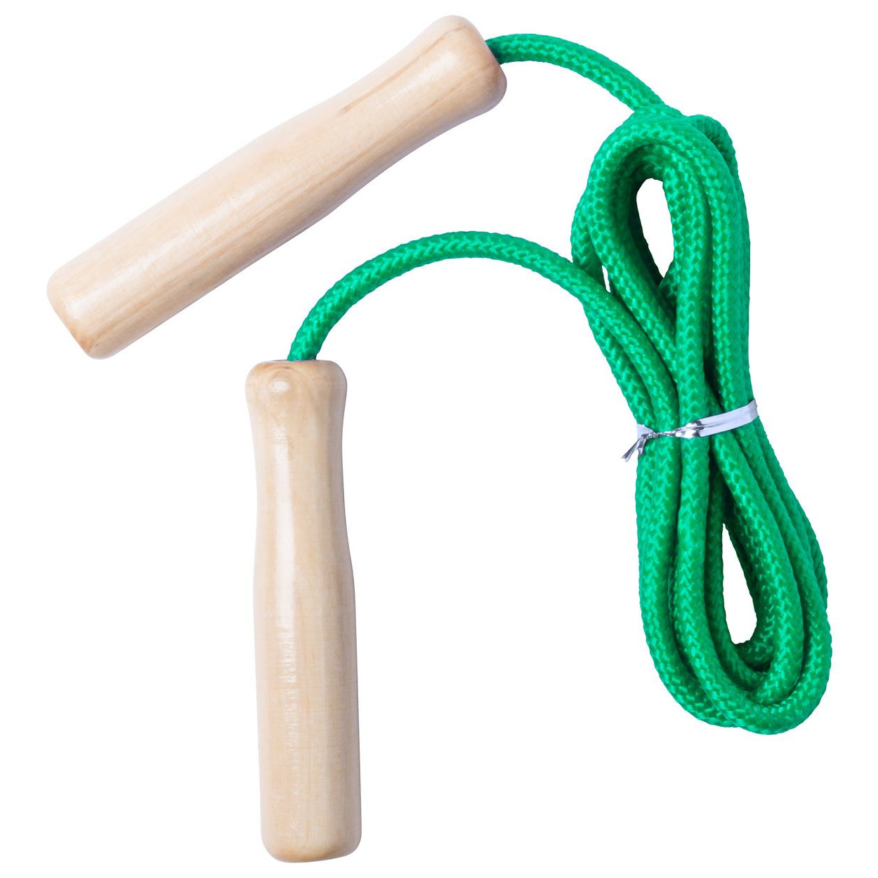 Corda per saltare verde con manici di legno