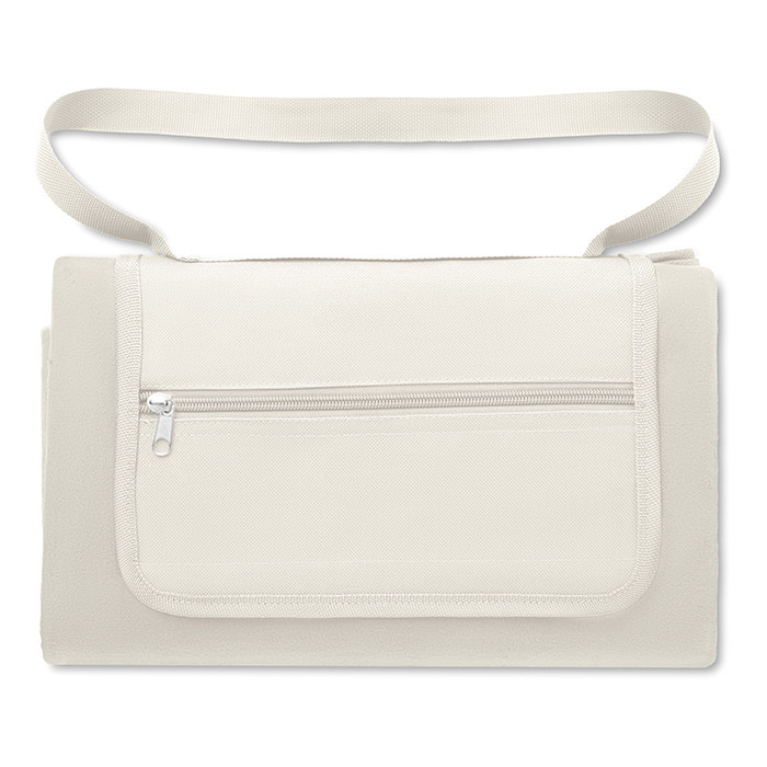 Coperta da picnic bianca con parte superiore felpata e retro in peva