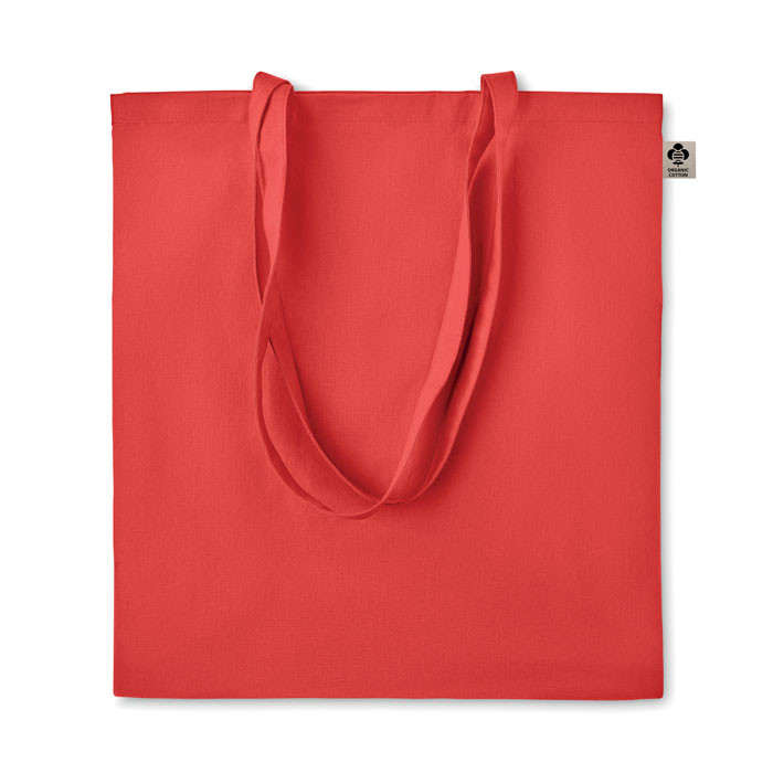 Shopper in cotone rosso con manici lunghi