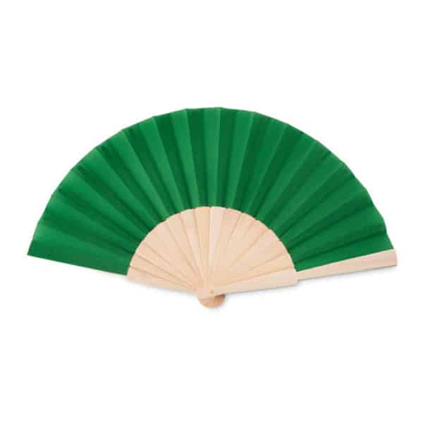 Ventaglio verde in legno e tessuto policotone