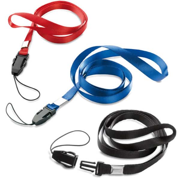 Laccetti da collo colorati rosso, blu, nero di altezza 7 mm con gancetto per la memoria usb