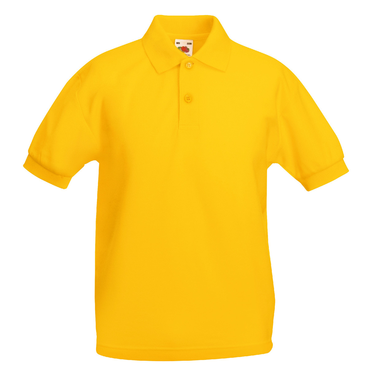 Polo bambino in cotone manica corta con 2 bottoni, di colore giallo