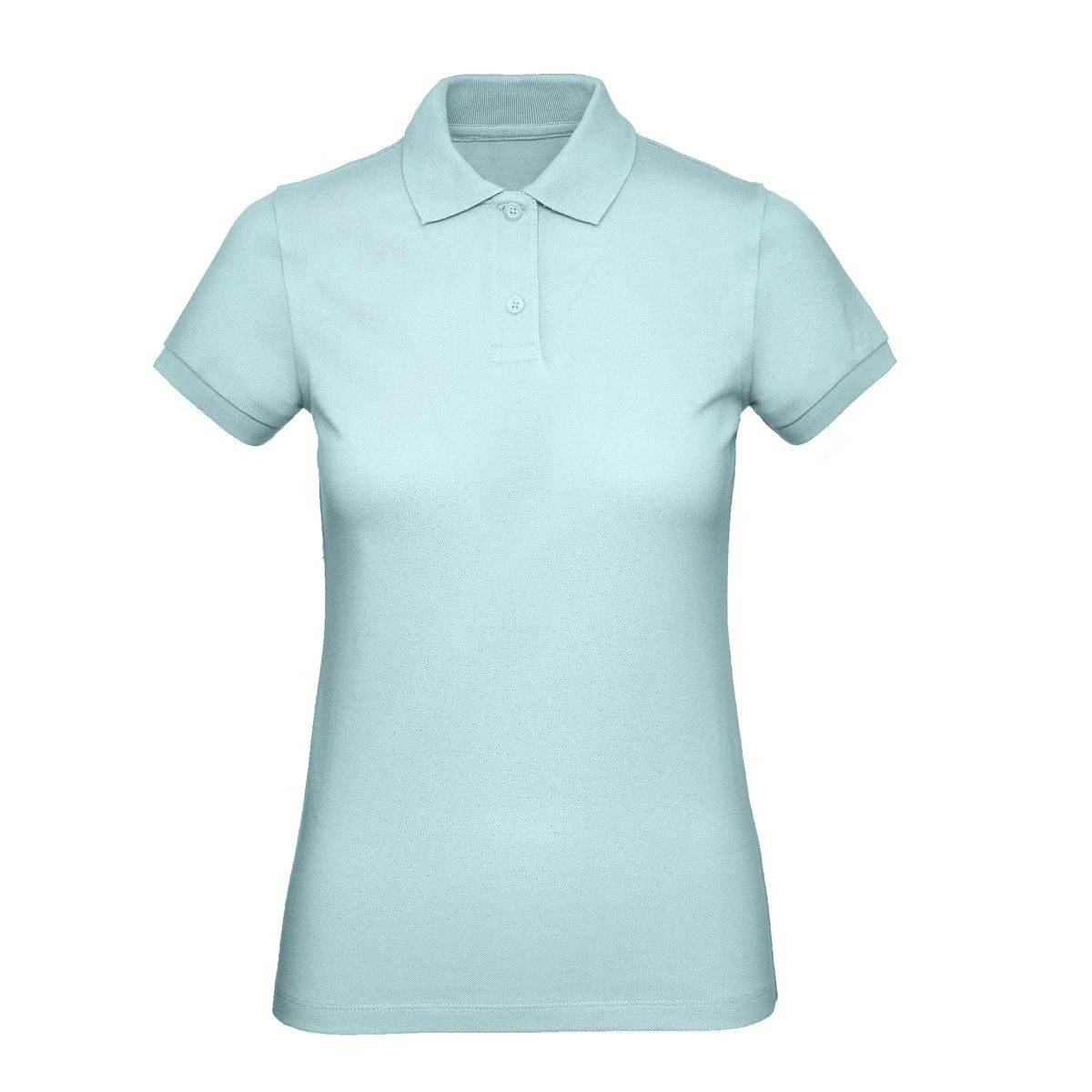 Polo donna verde menta manica corta con 2 bottoni su sfondo bianco