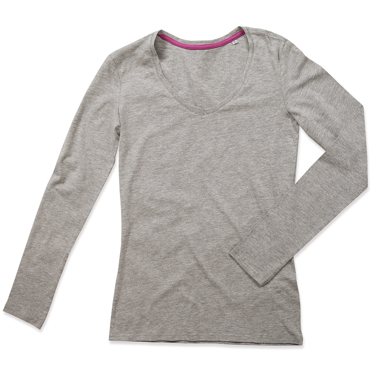 Maglia donna grigia maniche lunghe con scollo a V