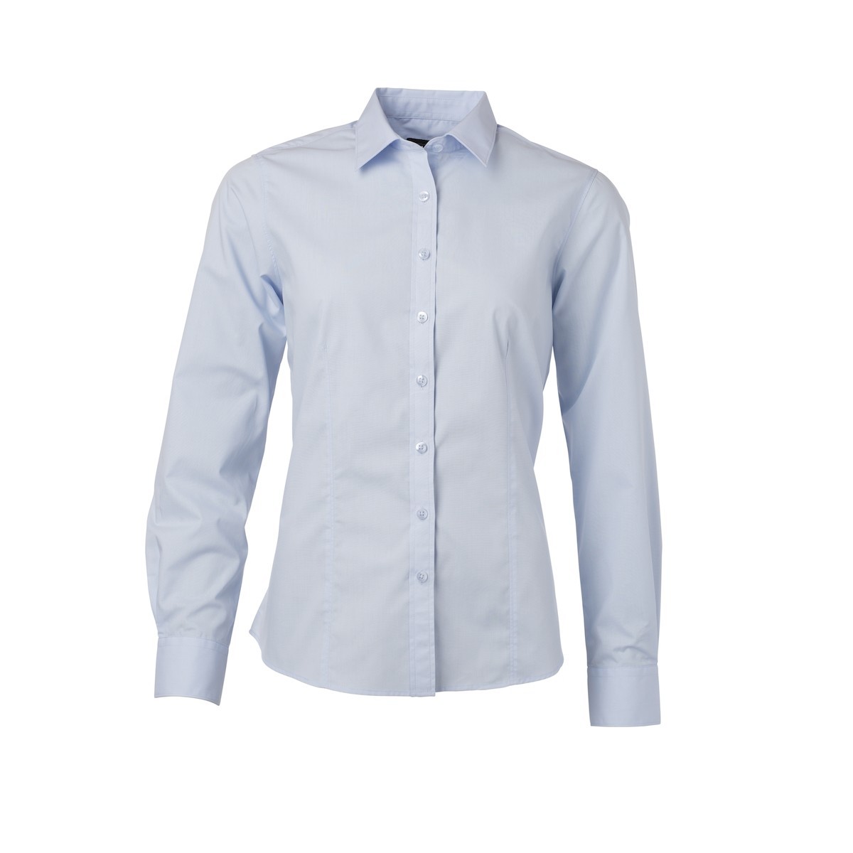 Camicia da donna manica lunga azzurro chiaro con bottoni in tinta